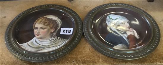 Pair of German porcelain circular wall plaques